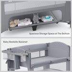 Obee Odee 4 in 1 Baby Bassinet, Pack and Play, Bedside Crib Sleeper, Diaper Changer - Comes with Mattress, Mosquito Net，Bottom Storage and Toy Bar for Newborn to Toddles