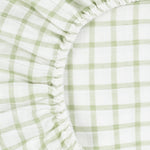 Under The Nile Organic Cotton Muslin - Bassinet Sheet - Sage Windowpane, 26" x 18"