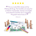 Melissa & Doug Deluxe Happy Handle Stamp Set with 10 Stamps, 5 Colored Pencils, and 6-Color Washable Ink Pad