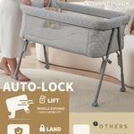 Bassinet Bedside Sleeper, Baby Crib for Newborn, Baby Bassinets Bedside Sleeper with 4 Auto-Lock & Adjustable Height, Breathable Mesh & Mattress, Bedside Bassinet
