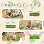 TINITIGIES Baby Play Gym Mat - Jungle Safari Activity Mat with 8 Detachable Toys for Sensory Development - Thick, Oversized, Washable and Non-Slip Bottom Playmat - Perfect Tummy Time Mat for Baby