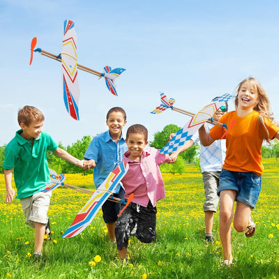 TOYANDONA 5Pcs Rubber Band Powered Aircraft Airplane Model Creative Helicopter for Kids Throwing Glider Airplane Toy for Birthday Party Favor Prize Reward (Random Pattern)