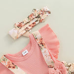 Baby Girl Floral Romper Newborn Dress Ruffle playsuit Suspender Shorts Jumpsuit Cute Summer Clothes and Headband