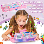 Henoyso Multifunctional Pencil Box for Girls Unicorn Pencil Case with Calculator and Sharpener Cool Cute Pencilcase School Supplies Essentials Valentine's Day Birthday Gift Present for Kids Teens