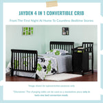 Dream On Me Jayden 4‑in‑1 Mini Convertible Baby Crib & Changer with Storage, Steel Grey, Pinewood, GreenGuard Gold & JPMA, 1” Mattress Pad, 3 Mattress Heights, Converts to Mini Day & Twin-Size Bed
