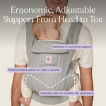 Ergobaby Omni Deluxe Baby Carrier for Newborn to Toddlers 0-48 Months (7-45 lbs) - 4-Position Breathable Mesh Baby Carrier with Ergonomic Support, Storage Pockets, and Sun Hood - Pearl Grey