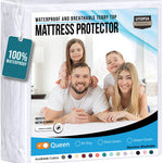 Utopia Bedding Waterproof Mattress Protector Queen Size, Premium Terry Mattress Cover 200 GSM, Breathable, Fitted Style with Stretchable Pockets (White)