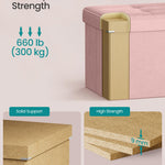 SONGMICS Mazie Collection - 30 Inches Storage Ottoman, Foldable Storage Bench with Flipping Lid, 660 lb Load Capacity, for Entryway, Living Room, Bedroom, Velvet Fabric, Jelly Pink ULSF048SA03