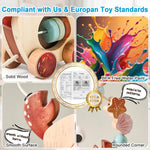 Pull-Along Walking Toys for Babies 12 Months +,4 in 1 Push and Pull Toy for Toddlers Aged 1-2 and 3-4 Years Old, Wooden Baby Toys, Montessori Early Development Sensory Toy