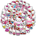 50Pcs Cartoon Hello Kitty Stickers for Kids, Cute Cat Stickers for Teen Girl Adult Water Bottle, Skateboard, Phone, Laptop, Bicycle, Travel Case, Guitar, Helmet (Kt)