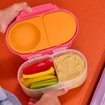 b.box Snack Box - Leakproof Mini Bento Box for Kids & Toddlers, 2 Compartment Snack Containers for Kids, Lunch Containers, Dishwasher Safe, BPA Free, PFAS Free, Ages 4m+, 1 3/4 Cup - Strawberry Shake