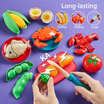 LAUGIGLE Pretend Play Food for Kids Kitchen, 78Pc Cutting Toy Food with Storage Bag