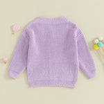 Newborn Baby Girls Knit Cardigans Long Sleeve Crewneck Hollow Knit Thin Sweater Toddler Button Tops Coat Outwear (Purple Cardigan, 12-18 Months)