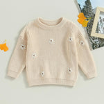 Mubineo Baby Girl Winter Clothes Cute Flower Sweater Crewneck Pullover Long Sleeve Knit Newborn Infant Sweaters (US, Age, 12 Months, 18 Months, Beige)