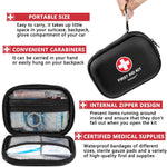Mini First Aid Kit - 120 Piece Small Waterproof Hard Shell Medical Kit for Car, Home, Office, Travel, Camping, Sports, Outdoor, School - Emergency First Aid Supplies and Survival Kit (Black)