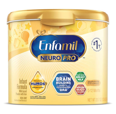 Enfamil NeuroPro infant formula container on a white background