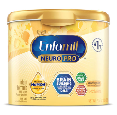 Enfamil NeuroPro infant formula container on a white background