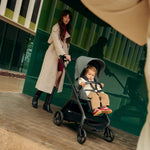 Bugaboo Dragonfly City Stroller, Lightweight Compact Baby Stroller with One Hand Easy Fold in Any Position, Full Suspension, XL Underseat Basket, Black Chassis and Forest Green Sun Canopy