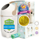 iTouchless Diaper Pail, Odorless Bin with Ag+ Silver Ion, Trash Can with Lid - Fits Any Bag, No Refills Needed, Award-Winning Nursery Baby Registry Gift - Boho Ivory