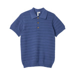 Janie and Jack Textured Knit Polo, Blue, 3