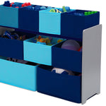 Delta Children Deluxe Multi-Bin Toy Organizer with Storage Bins, Grey/Blue Bins