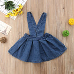 ZAXARRA Toddler Baby Girls Strap Suspender Skirt Overalls Dress Outfit (Blue, 6-12 Months)