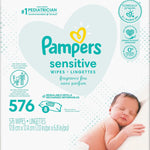 Pampers Baby Wipes, Sensitive, Water Based Wipe, Clinically Proven, Hypoallergenic, and Unscented for Babies, 336 Wipes Total (4 Flip-Top Packs)