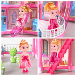 TASTIEN Doll House, 4-Story Dollhouse with Glow in The Dark, Girl Toys Doll House Playset with 2 Dolls, 12 Play Areas, Furniture & Accessories, Princess Gift Toys for Girls Ages 3 4 5 6 7 8 9+, Pink
