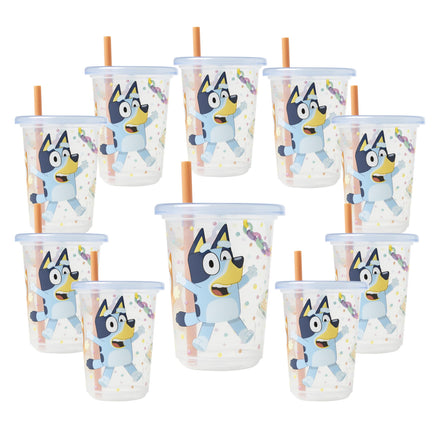 Set of tumblers with a cartoon character on a white background