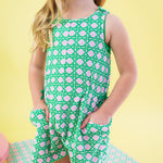 RuffleButts Girls Terry Cover-Up Romper - Pink Coastal Cane, 2T