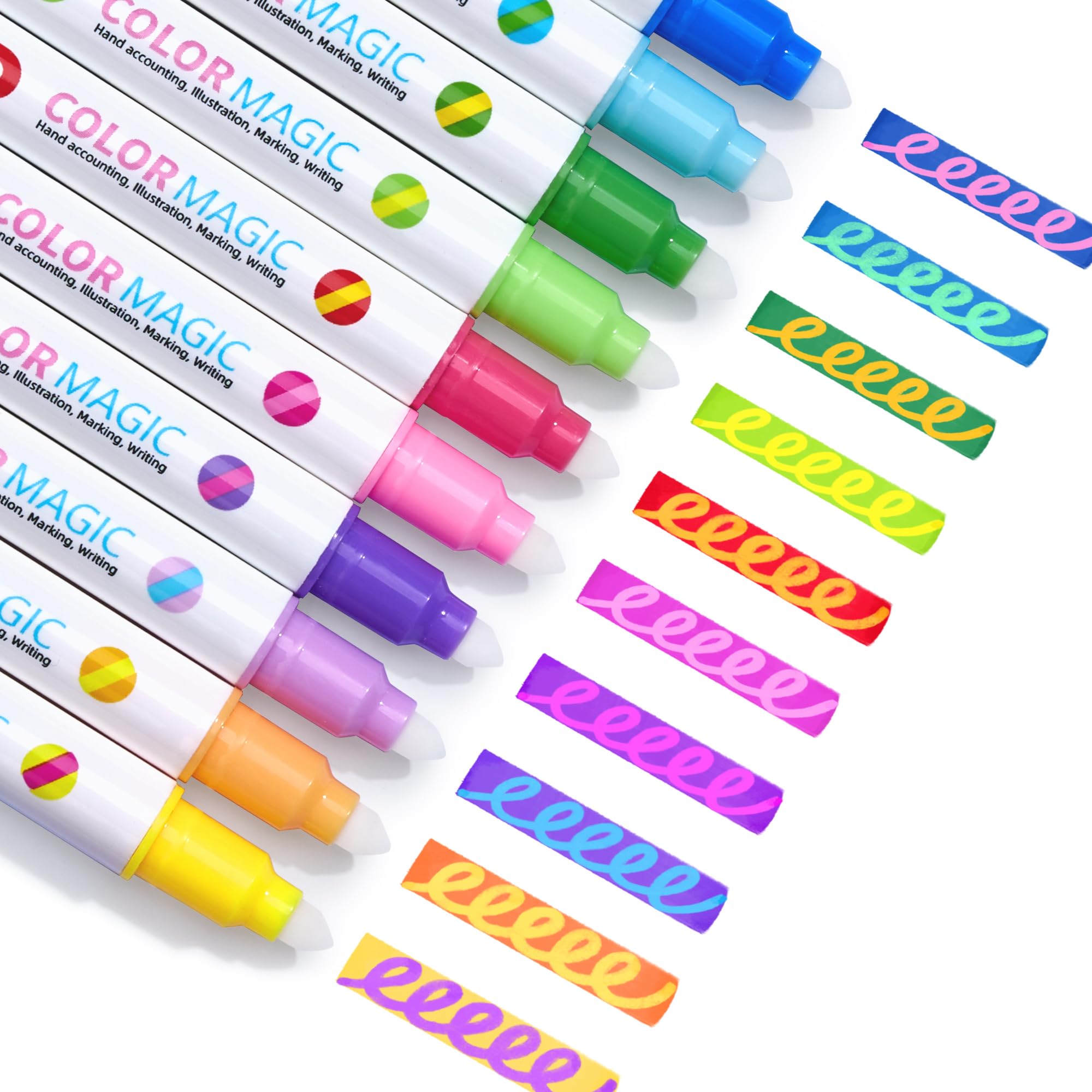 JoyCat 10 Color Changing Highlighter Pens,Dual Tip Magic - Markers ...