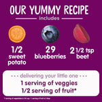 Happy Baby Organics Stage 2 Baby Food Pouches with One Full Serving of Veggies, Nutritious Snack, Clearly Crafted Fruit & Veggie Puree, Sweet Potatoes, Blueberries, & Beets, 4 Ounces