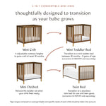 Babyletto Gelato 4-in-1 Baby Mini Crib Convertible to Toddler Bed, Daybed, Twin Bed - GREENGUARD Gold Certified, 4 Adjustable Heights - Made of 100% Solid Wood, Conversion Kit Sold Separately - Walnut