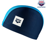 Arena Unisex Junior Unix II Swim Cap for Boys and Girls Ages 6 to 12 Lightweight Stretch Fabric Kids’ Pool Bathing Cap, One Size, Navy/Blue/Lightblue
