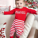 Von kilizo Baby Girl Christmas Outfit Baby Girl Long Sleeve Rompers Striped Pant Sets My First Christmas Baby Girl Outfit