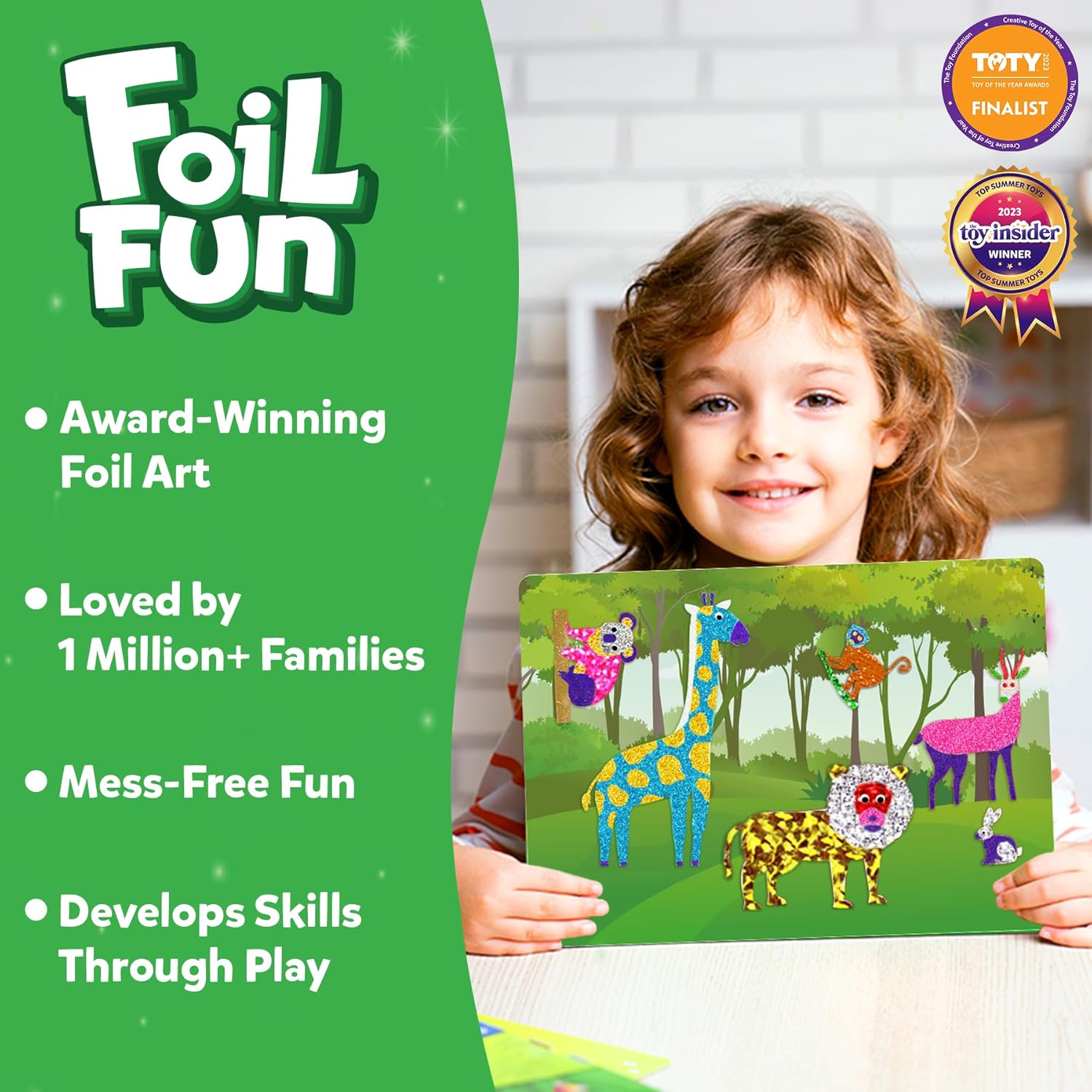 Skillmatics Art & Craft Activity - Foil Fun Animals, No Mess Art for Kids, Travel Toys, Craft Kits, DIY Creative Activity, Gifts for Boys & Girls Ages 4, 5, 6, 7, 8, 9