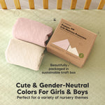 2-Pack Waterproof Crib Mattress Protector Cover Fitted - Quiet Baby Crib Mattress Pad Sheets, 52" x 28" Soft Quilted Cotton Baby Sheet, Machine Washable, Easy Fit, Durable (Cameo/Mavy)