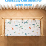 SDY Jersey Dinosaur Crib Sheets for Baby Boys and Girls,52”x28”x8, 2 Pack, Cute Kawaii Standard Oval/Retangle Fitted Crib Sheets for Toddler,Super Soft Breathable