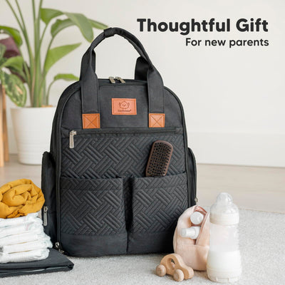 KeaBabies Diaper Bag Backpack for Girls, Boys - Mom and Dad Baby Bag with Diaper Changing Pad for Newborns, Toddlers, 2 Kids (Charcoal)