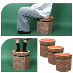 Nodaaiie 3 Pcs Tree Stump Storage Stool, 12 x 12 Inch Fiberboard Ottoman with Foam Cushion, Folding Toy Box and Foldable Seat Chest for Kids, Classic Design