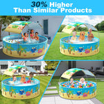 Foldable Swimming Pool with Canopy for Kids 62.9"x17.7" Hard Plastic Portable Dog Pool Anti-Slip Collapsible Pets Bathtub Kiddie Pool Indoor Outdoor Backyard (JellieMons 63'')