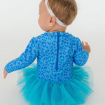 RuffleButts Baby Girls UPF 50+ Sun Protection Tulle Skirted Long Sleeve One Piece Rash Guard Swimsuit - by The Seaside, 12-18m