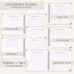 Keepsake Baby Memory Book for Boys and Girls – Timeless First 5 Year Baby Book – Neutral Journal Scrapbook or Photo Album - Record a Milestone for Every Event from Birth to Age 5