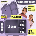 BEARFOOT Kids Lunch Box with Compartments – Compact & Lightweight | Leak-Proof, BPA-Free, Dishwasher Safe | Hand-Drawn Design for Preschool, School, Travel (Unicorn Purple, 2.75 Cups)