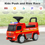 Costzon Ride On Push Car for Toddlers, Licensed Mercedes Benz Sliding Car w/Steering Wheel, Horn, Headlights, Under Seat Storage, Foot-to-Floor Riding Toy for Boys Girls 18-36 Months (Fire Truck, Red)