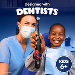 Oral-B iO Kids Limited Rechargeable Electric Powered Toothbrush, Spiderman with 1 Gentle Care Brush Head - Automatic Pressure Sensor to Protect Gums - 3 Cleaning Settings - 2 Min Music Timer