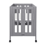 Babyletto Origami Mini Portable Folding Crib with Wheels in Grey, 2 Adjustable Mattress Positions, Greenguard Gold Certified