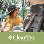 Chicco OneFit ClearTex All-in-One Car Seat, Slim Design, Rear-Facing Seat for Infants 5-40 lbs., Forward-Facing 25-65 lbs., Booster 40-100 lbs., Convertible Car Seat | Slate/Grey