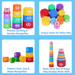 Wanonoo Stacking Cups Baby Toy Set, Nesting Stacking Toys for Toddlers 1-3 Montessori Toys for 1 Year Old Babies 6-12-18 Month Stackable Number Blocks Infant Sensory Bath Easter Basket Stuffers Gifts