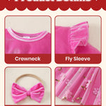 Kucnuzki Baby Girl Clothes 6 9 12 Months Girl Winter Clothes Birthday Tutu Velvet Fairy Dress Long Sleeve Hot Pink Knee Length Holiday Party Dress Baby Outfit